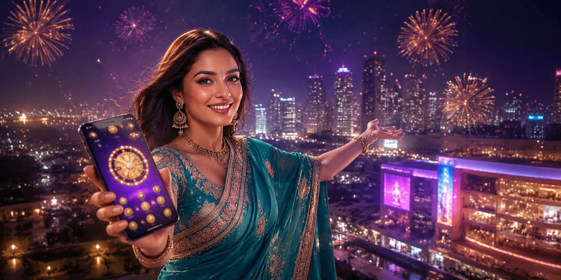 Happy Indian woman registering on 335502 mobile platform